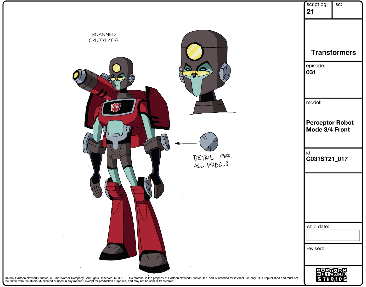 Transformers Animated Perceptor Character Charts 