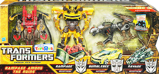 Transformers Hunt for the Decepticons Rampage Among the Ruins - Rampage, Bumblebee, Ravage (TRU Exclusive)