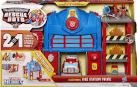 Transformers Rescue Bots Fire Station Optimus Prime (with Heatwave)