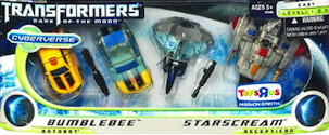 Cyberverse (2011-) Bumblebee and Starscream Evolutions - Cybertronian & non-Cybertronian (Toys R Us exclusive)